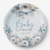 冬の雪ベビーベビーシャワー外は寒い ペーパープレート (正面)