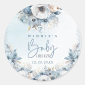 冬の雪ベビーベビーシャワー外は寒い ラウンドシール (正面)