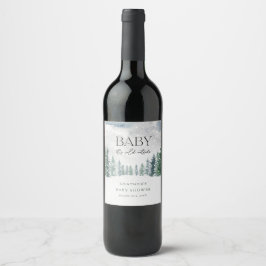 冬の雪ベビーベビーシャワー外は寒い ワインラベル