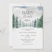 冬の雪ベビーベビーシャワー外は寒い 招待状 (正面)