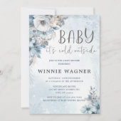 冬の雪ベビーベビーシャワー外は寒い 招待状 (正面)