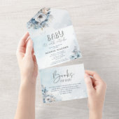 冬の雪ベビー外は寒いベビーシャワーInv オールインワン招待状 (貼ってはがせる)