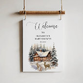 冬の雪ベビー外は寒い ポスター