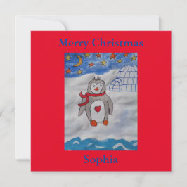 冬の雪ペンギンフラットクリスマスカード カード