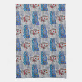 冬の雪ペンギン茶タオル キッチンタオル (縦)