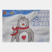 冬の雪ペンギン ラッピングペーパーシート (正面)
