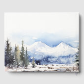 冬の雪マウンテンスキー結婚ランドスケープ ゲストブック (裏面)