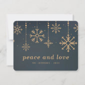 冬の雪モダンの降るクリスマス シーズンカード (正面)