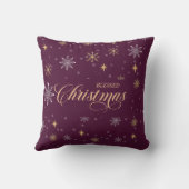 冬の雪モダン片の写真バーガンディのクリスマス クッション (裏面)