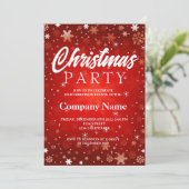 冬の雪モダン片の赤い白いクリスマスパーティー 招待状 (スタンド正面)