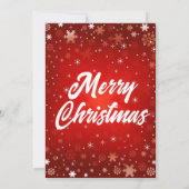 冬の雪モダン片の赤い白いクリスマスパーティー 招待状 (裏面)
