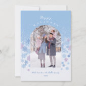 冬の雪モダン片ハッピーホリデー シーズンカード (正面)