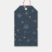 冬の雪モダン片フォトネイビーブルークリスマス ギフトタグ (裏面)