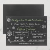 冬の雪ユニセックスカップルの赤ちゃんシャワー招待状 招待状 (正面/裏面)