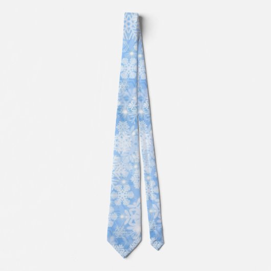 冬の雪ライトブルー男性のギフトネックタイ ネクタイ (正面)
