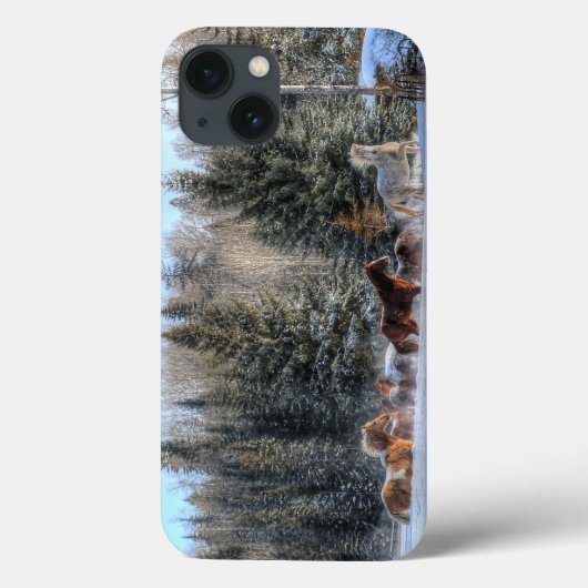冬の雪ランニングの中で馬のキャンタリング写真 Case-Mate iPhoneケース (裏面)
