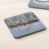 冬の雪ランニングの馬の群れ コースター (左側)