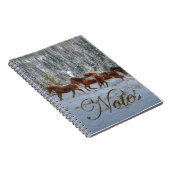 冬の雪ランニングの馬の群れ ノートブック (右側)