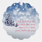 冬の雪レトロレターウィッシュオーナメントカード オーナメントカード (裏面)