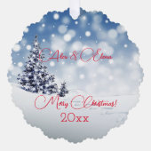 冬の雪レトロレターウィッシュオーナメントカード オーナメントカード (正面)