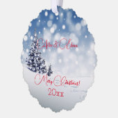 冬の雪レトロレターウィッシュオーナメントカード オーナメントカード (左)