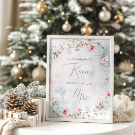 冬の雪何人のキスブライダルシャワーゲーム ポスター