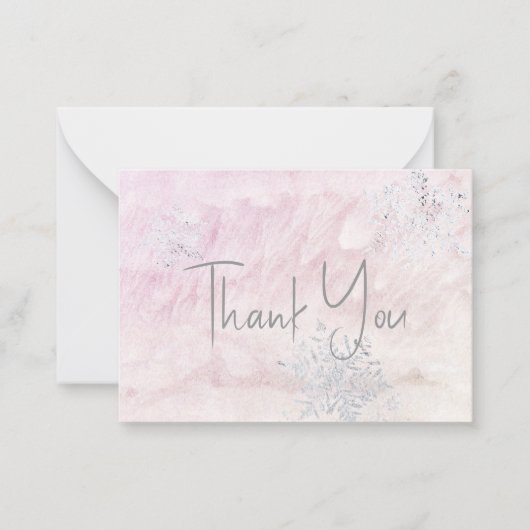 冬の雪凍ってい片ピンクの赤ちゃんシャワーありがとう ノートカード (正面)