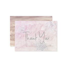 冬の雪凍ってい片ピンクの赤ちゃんシャワーありがとう ノートカード