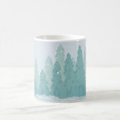 冬の雪場面松の木のお祝いの季節場面 コーヒーマグカップ (中央)