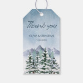 冬の雪山の森結婚の ギフトタグ (正面)