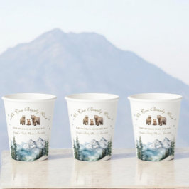 冬の雪山クマの冒険 ベビーシャワー 紙コップ