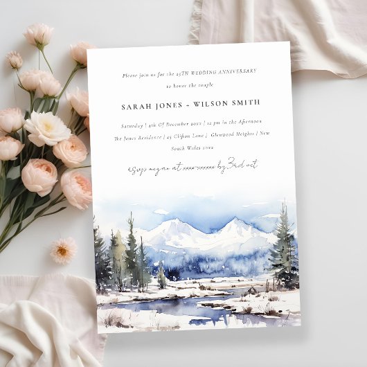 冬の雪山スキー景観記念日 招待状