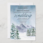 冬の雪山森林ウェディング 招待状 (正面)
