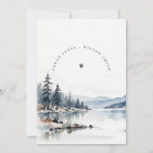 冬の雪山湖結婚記念日 招待状 (裏面)