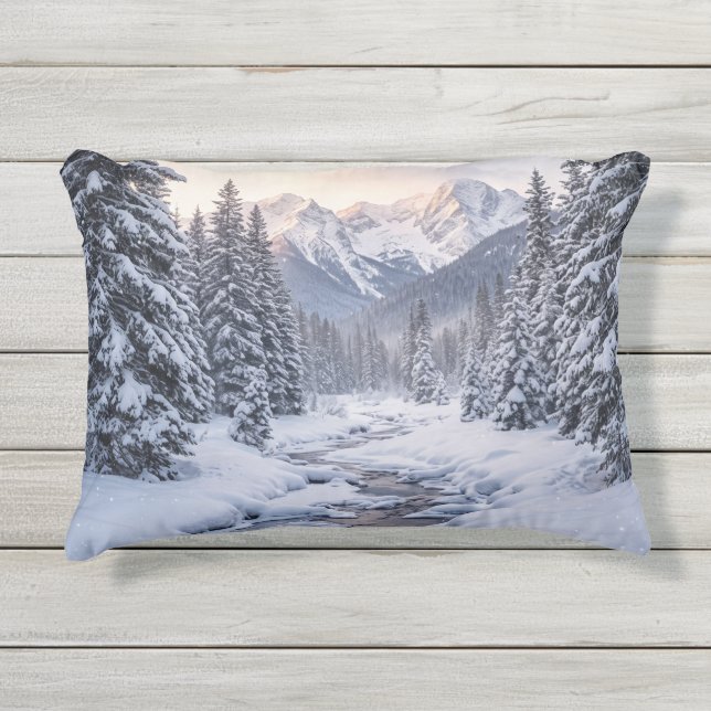 冬の雪山 アウトドアクッション (正面)