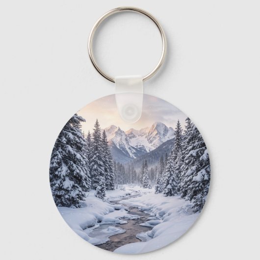 冬の雪山 キーホルダー (正面)