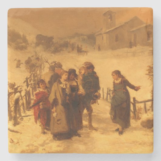 冬の雪崩（Gerolamo Inuno著） ストーンコースター (正面)