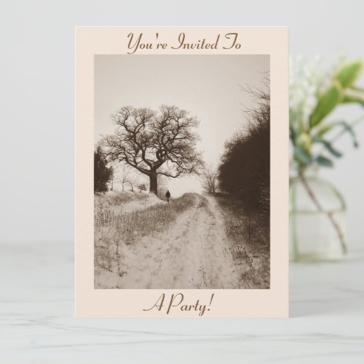 冬の雪景色のクリスマス 招待状 (スタンド正面)