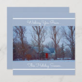 冬の雪景色のホリデーシーズンに赤い納屋 シーズンカード (正面/裏面)