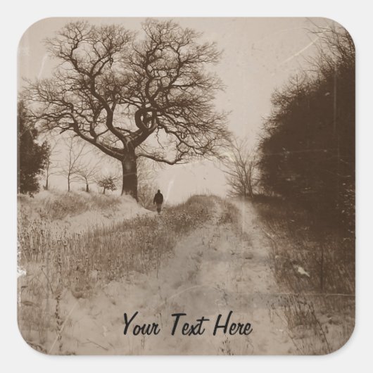 冬の雪景色の写真 スクエアシール (正面)