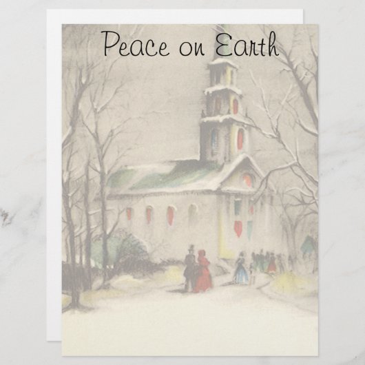 冬の雪景色の教会 (正面/裏面)