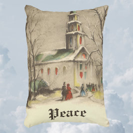 冬の雪景色の教会 アクセントクッション