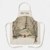 冬の雪景色の教会 エプロン (正面)