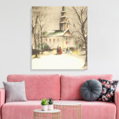 冬の雪景色の教会 キャンバスプリント (インサイチュ (リビング))