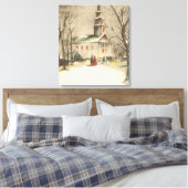 冬の雪景色の教会 キャンバスプリント (インサイチュ (寝室))