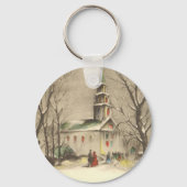 冬の雪景色の教会 キーホルダー (裏面)