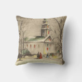 冬の雪景色の教会 クッション (裏面)