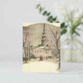 冬の雪景色の教会 シーズンポストカード (スタンド正面)