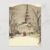 冬の雪景色の教会 シーズンポストカード (正面)