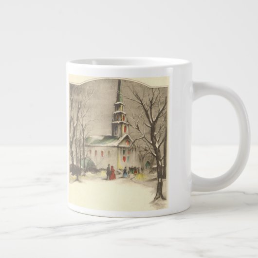 冬の雪景色の教会 ジャンボコーヒーマグカップ (右)